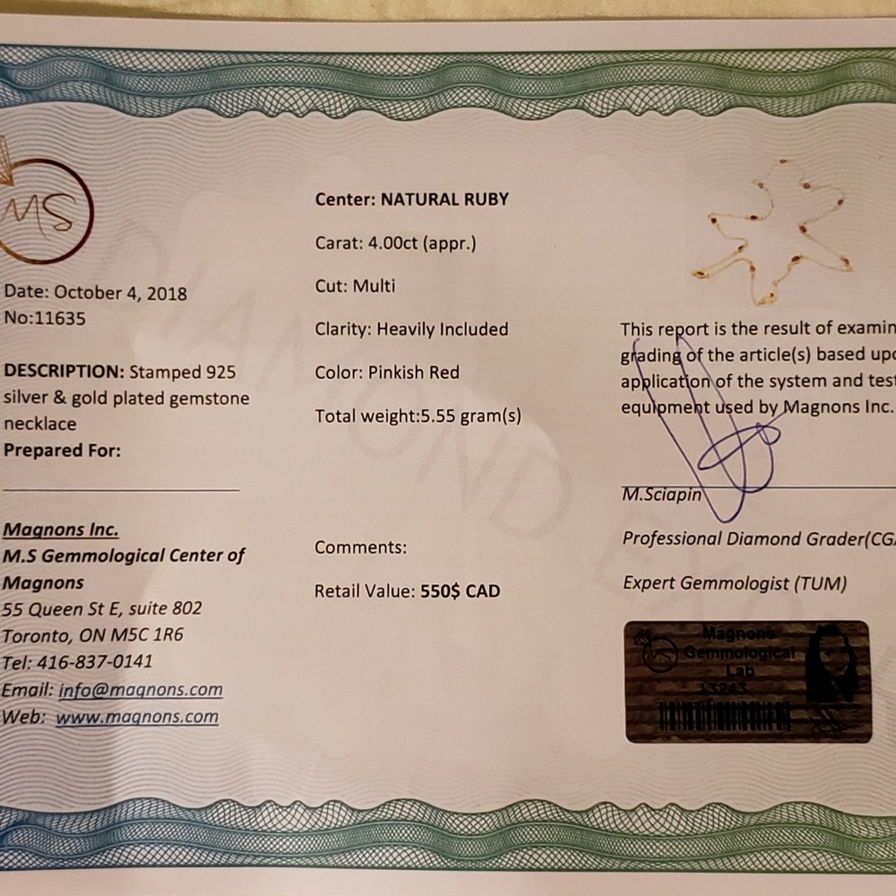 Gold Plated Ruby Necklace (4cts) - image 5